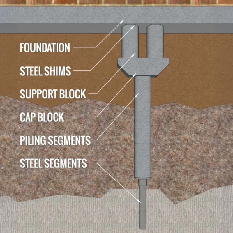 illustration showing how hybrid piers work